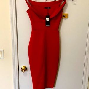 Gorgeous, red, off the shoulder dress, new with tags. US size 4